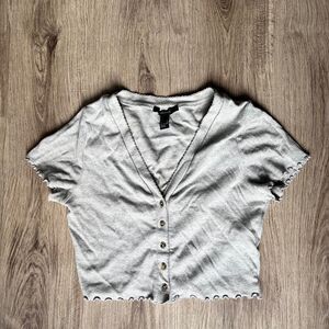 Forever-21 Women's Grey Grey cotton crop top Size Medium